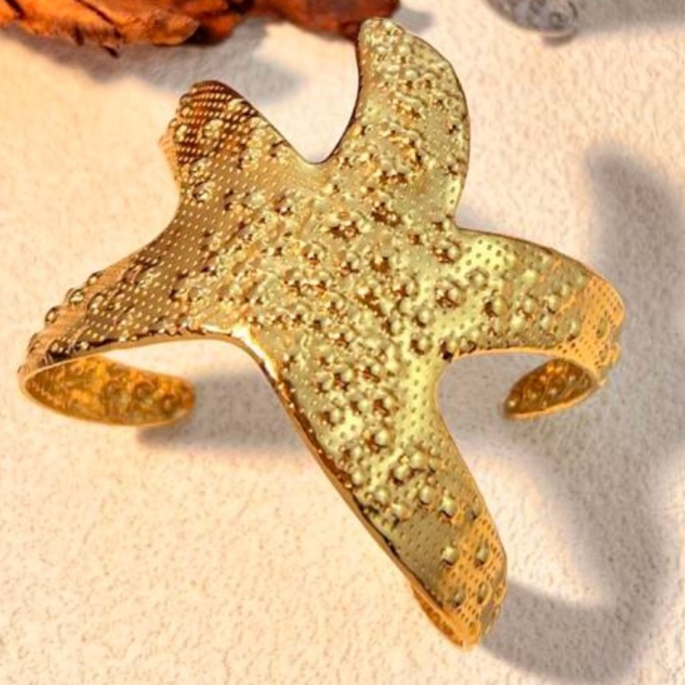 Gold Starfish Cuff Bracelet